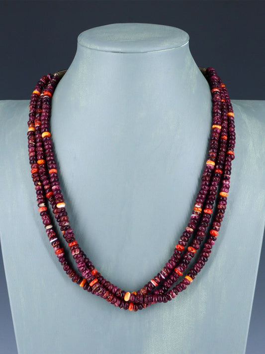 Native American Indian Jewelry Three Strand Spiny Oyster Necklace