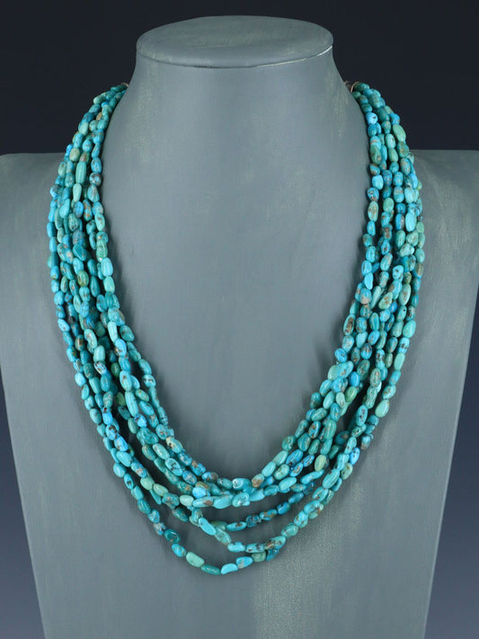 Eight Strand Native American Jewelry Campitos Turquoise Beaded Necklace