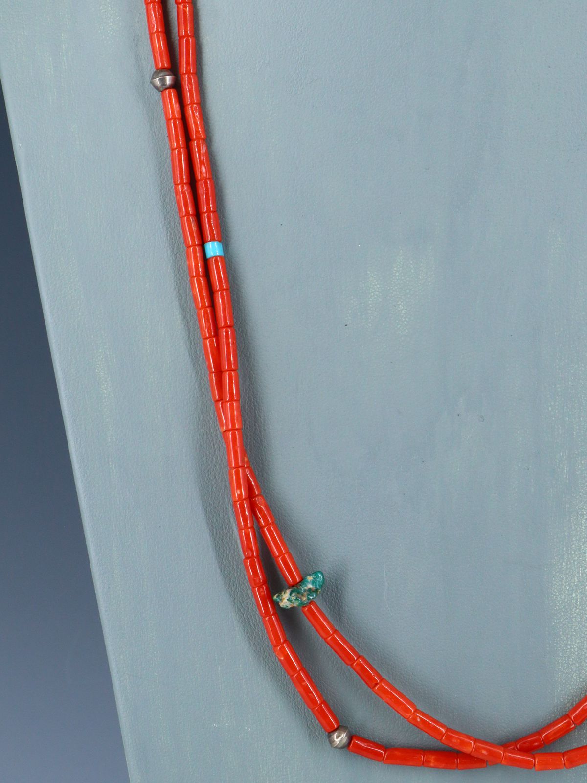 Estate Native American Two Strand Coral and Turquoise Necklace
