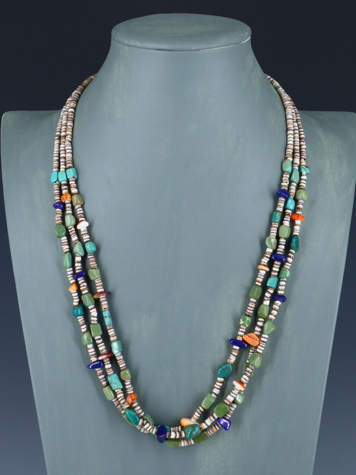 Vintage Native American Turquoise and Shell Heishi Necklace