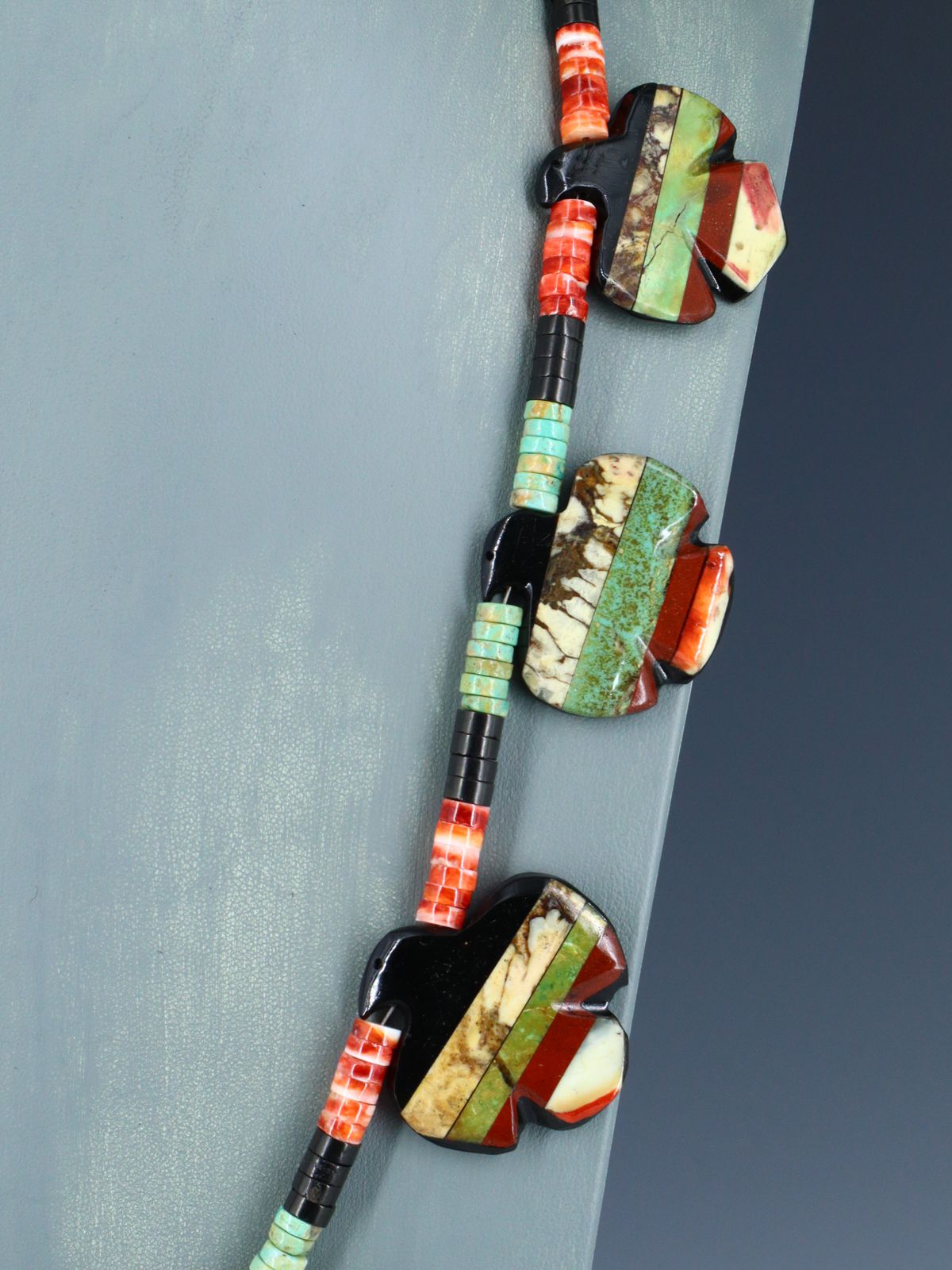 Native American Santo Domingo Multistone Thunderbird Mosaic Inlay Necklace