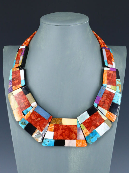 Native American Santo Domingo Mosaic Necklace Set