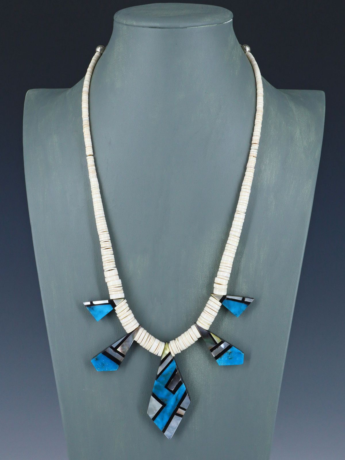 Native American Santo Domingo Turquoise Mosaic Inlay Necklace