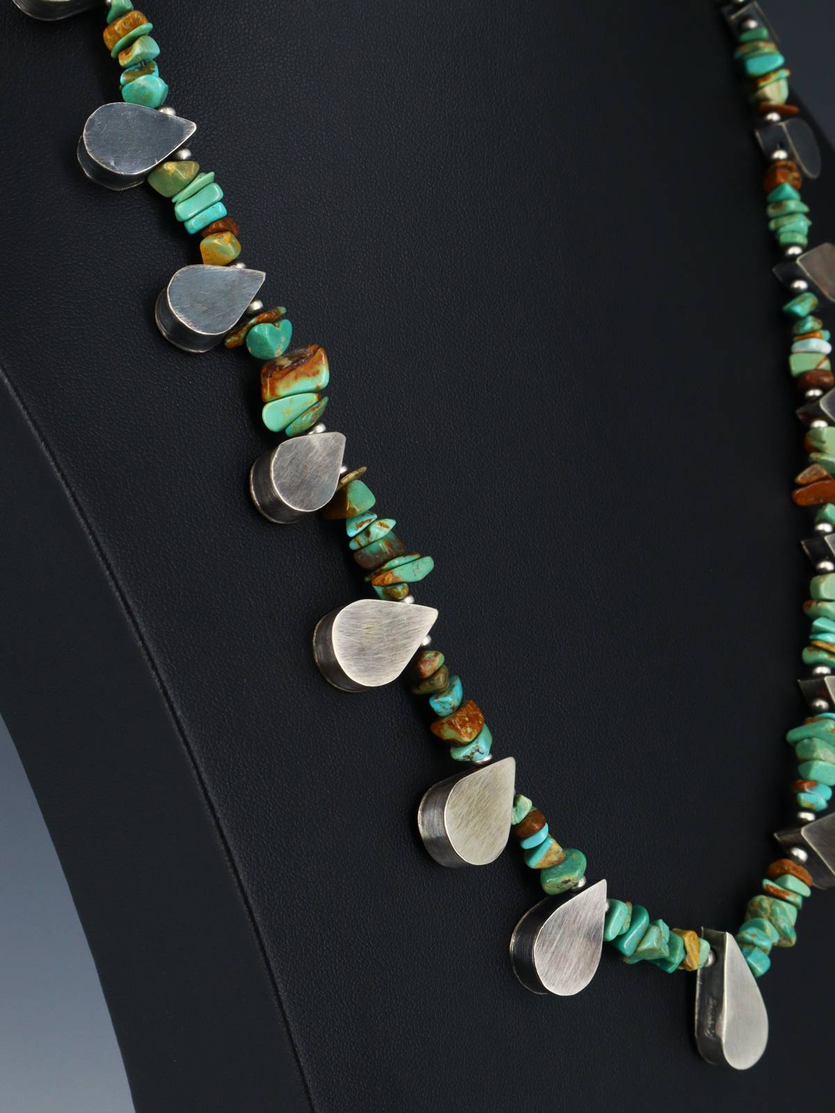 24" Native American Jewelry Single Strand Turquoise Tear Drop Necklace Set