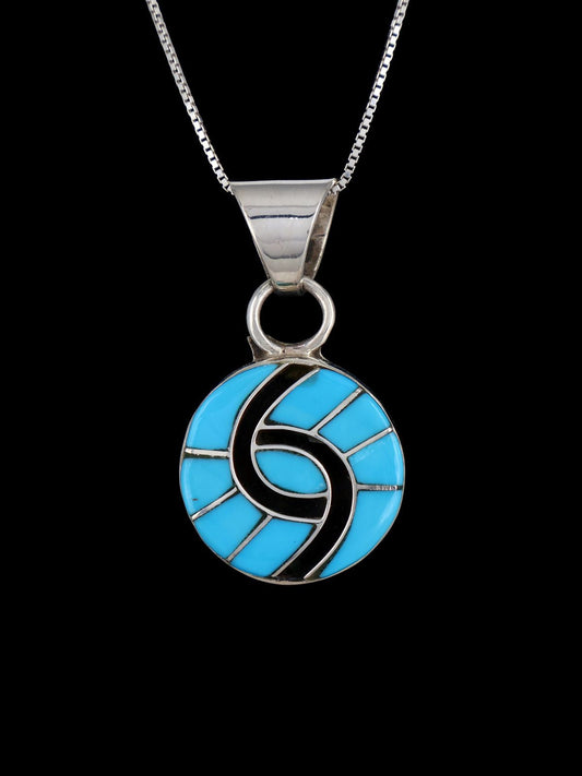 Turquoise Sterling Silver Zuni Inlay Pendant