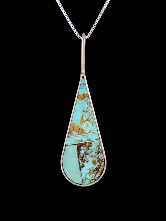 Navajo Turquoise Sterling Silver Inlay Pendant