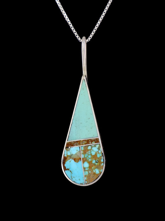 Navajo Turquoise Sterling Silver Inlay Pendant