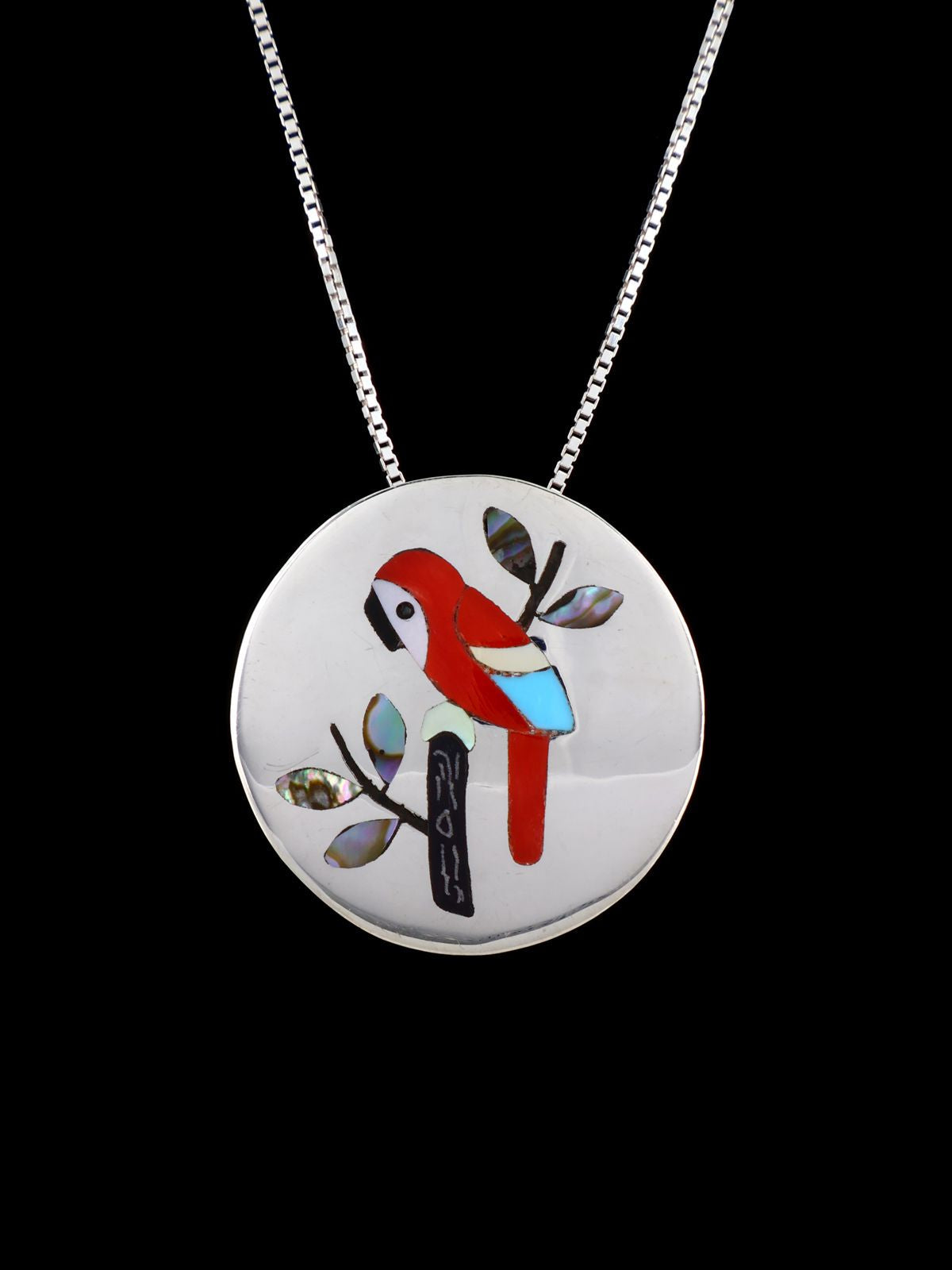 Native American Jewelry Sterling Silver Inlay Bird Pin Pendant