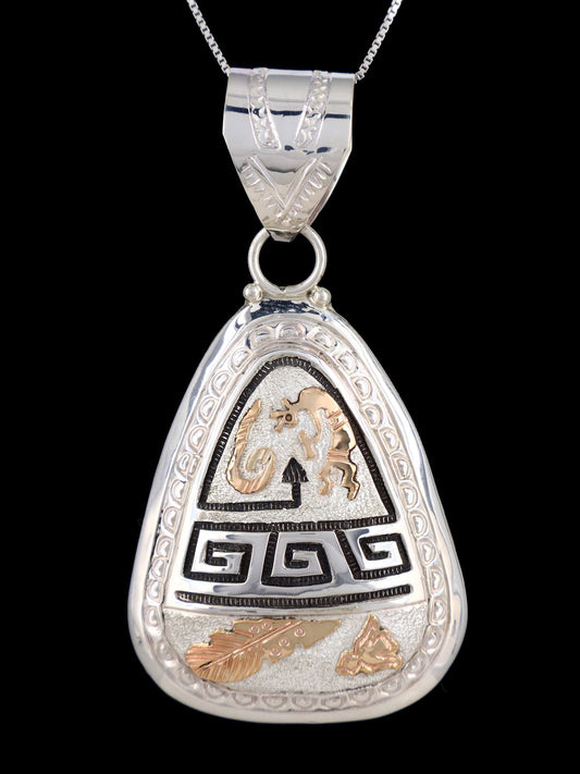 Native American Sterling Silver and 12kt Gold Overlay Pendant