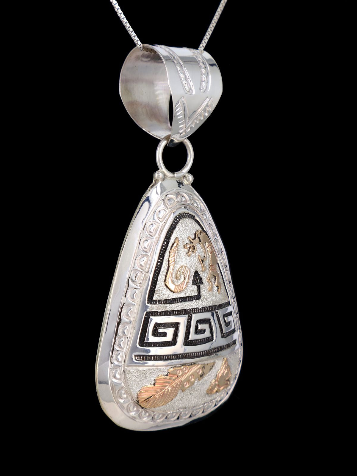 Native American Sterling Silver and 12kt Gold Overlay Pendant