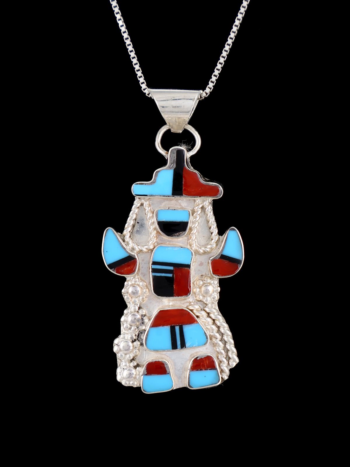 Native American Jewelry Zuni Inlay Knifewing Pendant