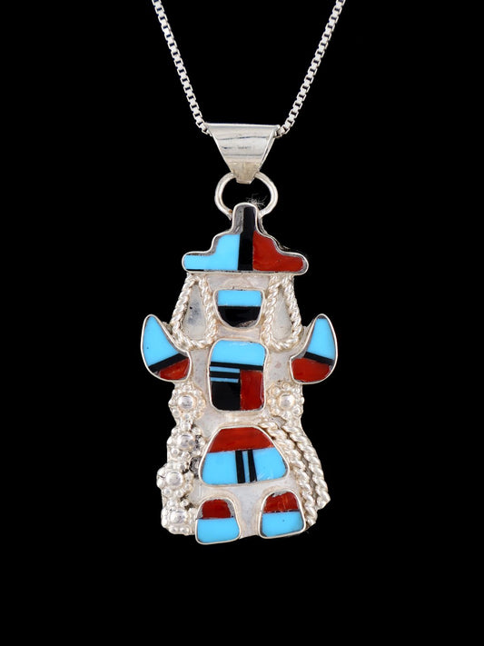 Native American Jewelry Zuni Inlay Knifewing Pendant