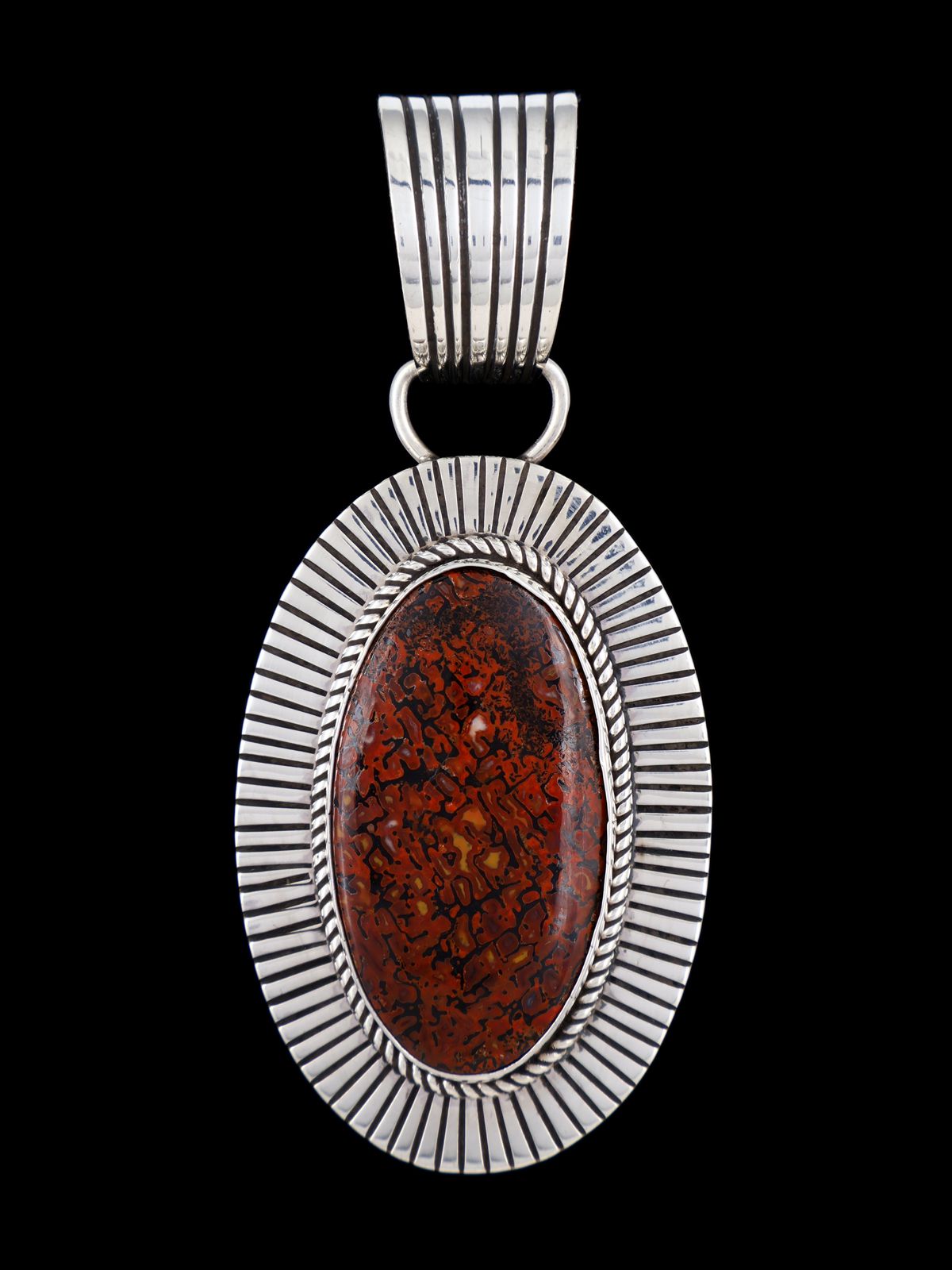 Native American Sterling Silver Cold Chisel Dinosaur Bone Pendant