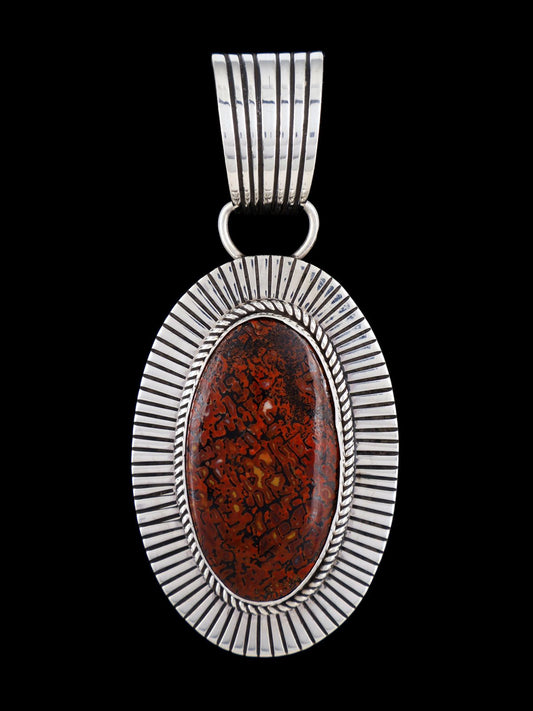 Native American Sterling Silver Cold Chisel Dinosaur Bone Pendant