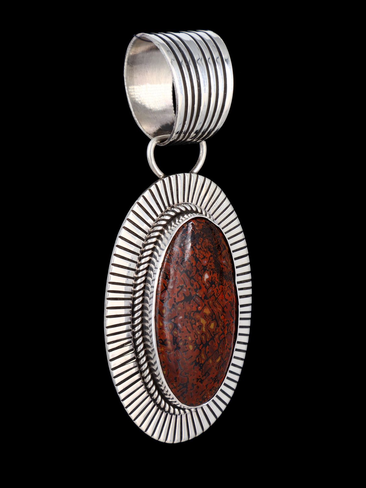 Native American Sterling Silver Cold Chisel Dinosaur Bone Pendant