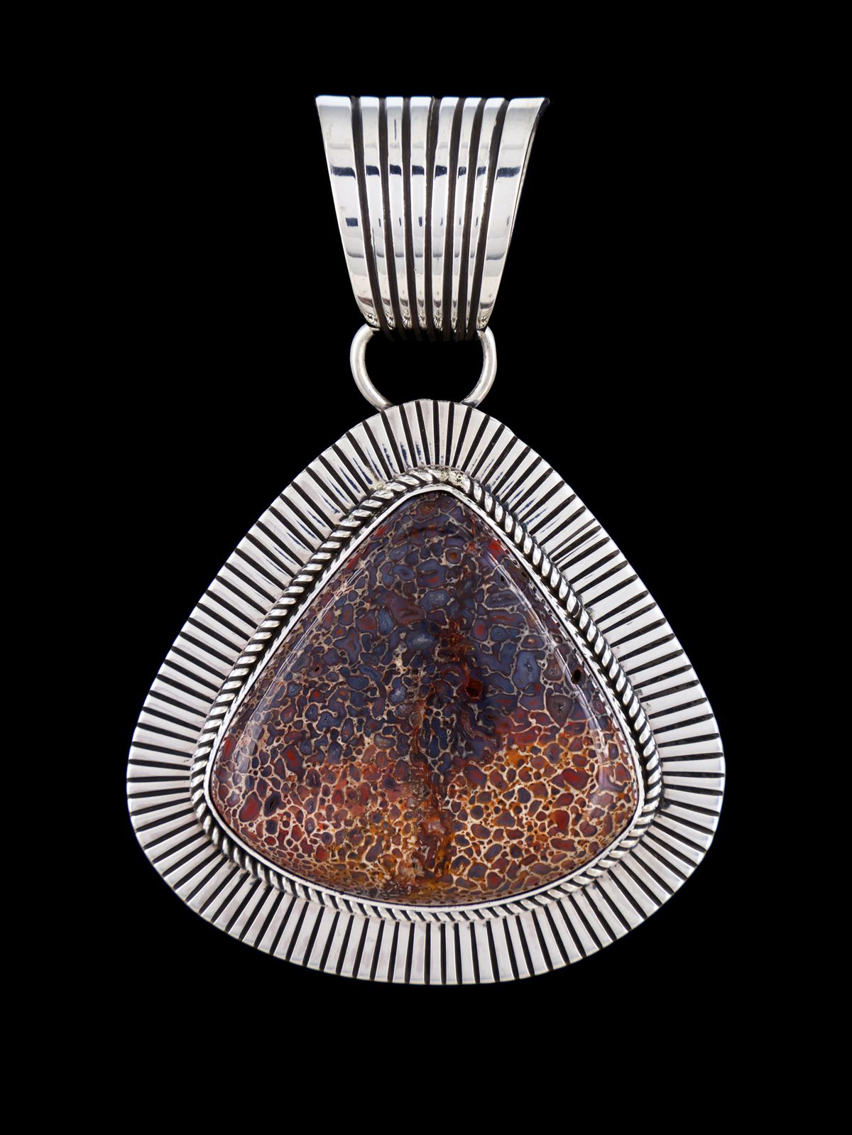 Native American Sterling Silver Cold Chisel Dinosaur Bone Pendant