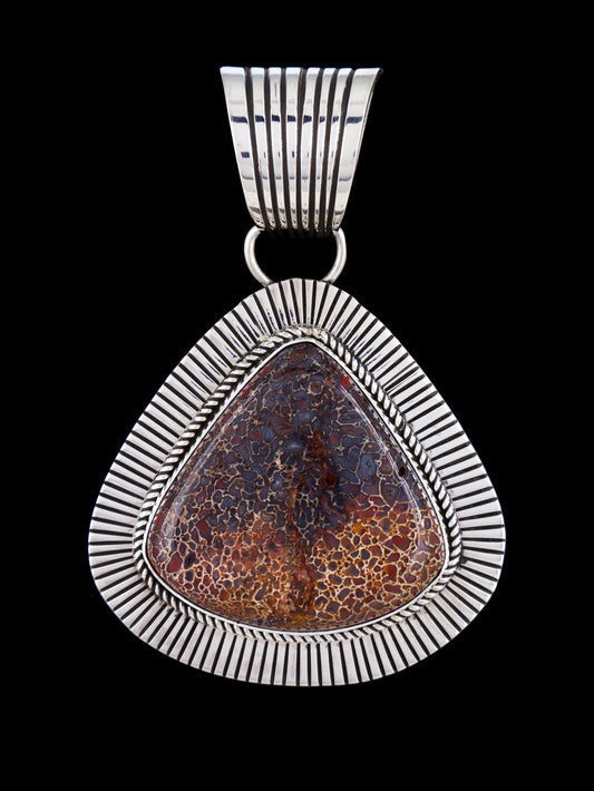 Native American Sterling Silver Cold Chisel Dinosaur Bone Pendant