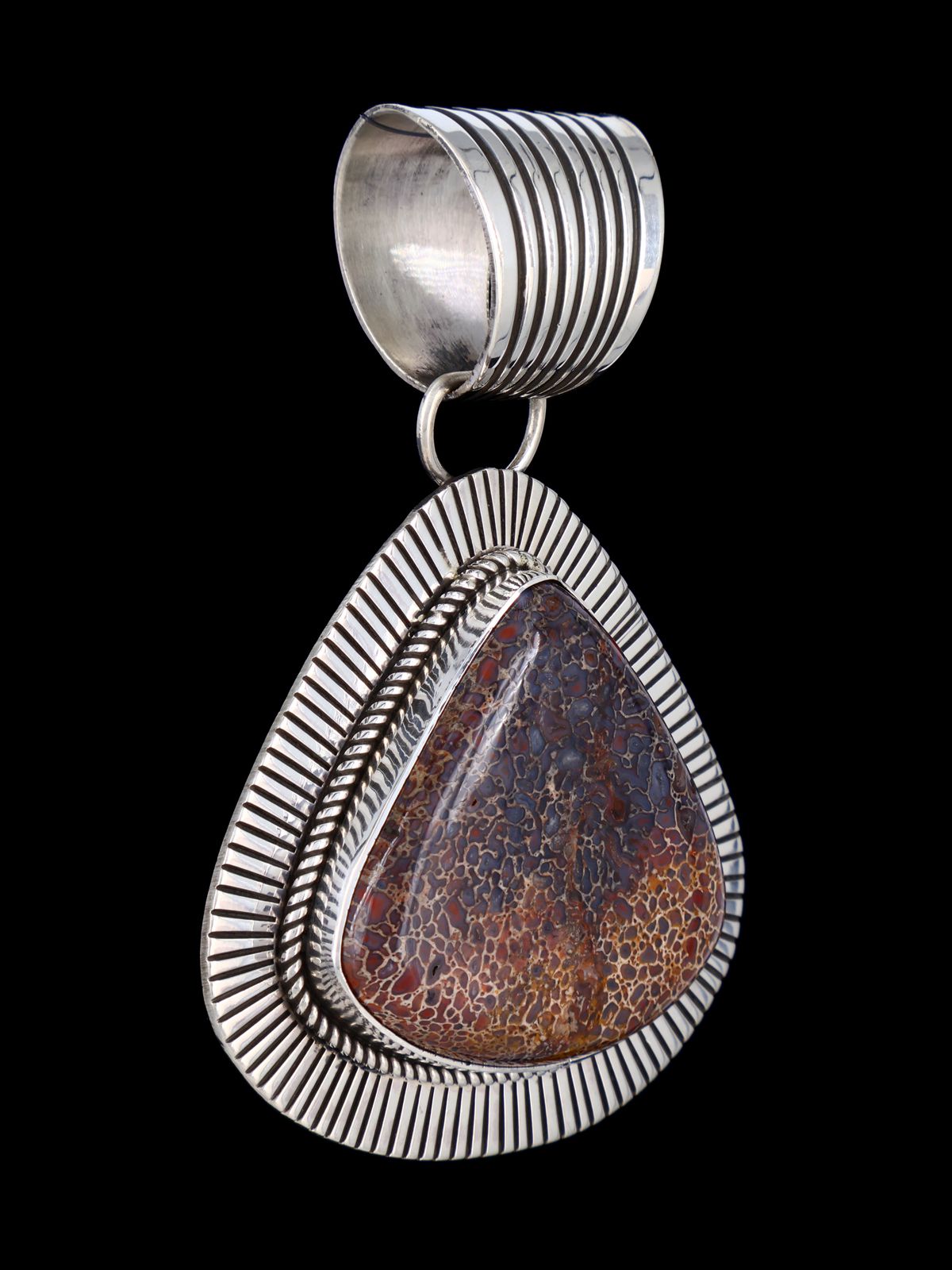 Native American Sterling Silver Cold Chisel Dinosaur Bone Pendant