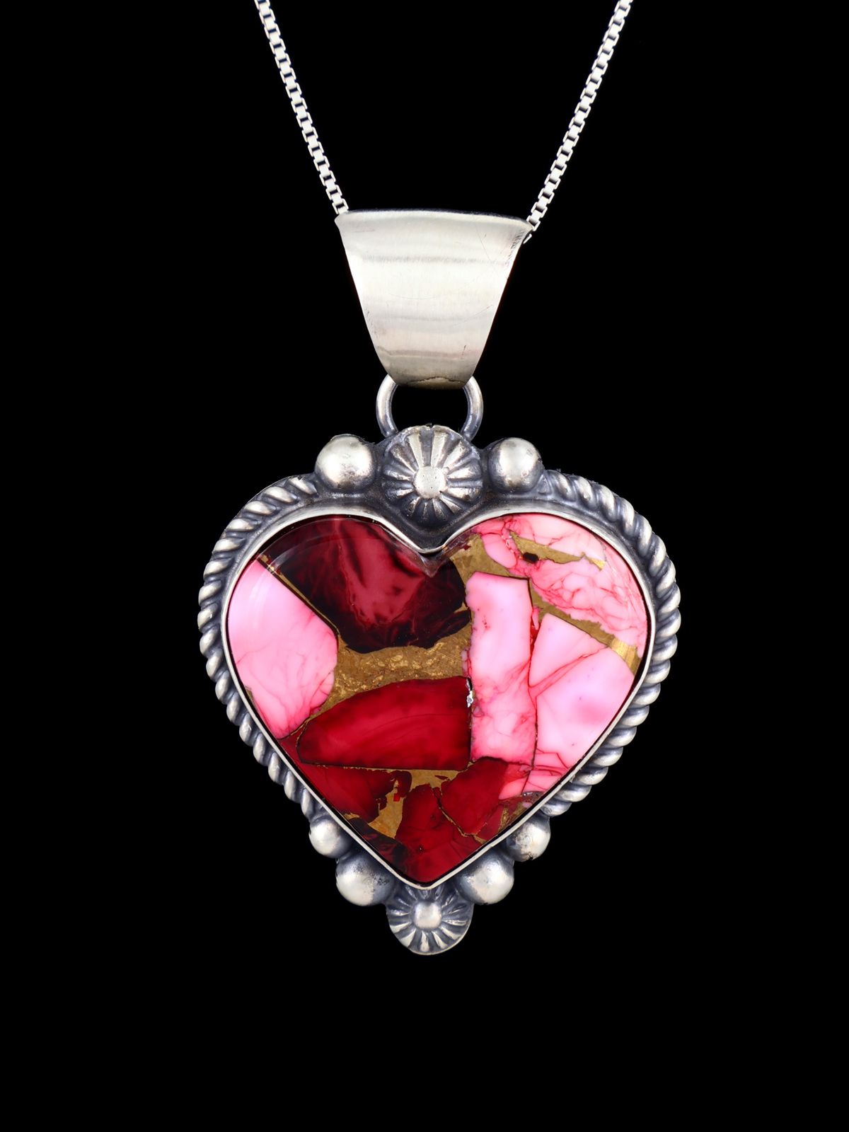 Native American Jewelry Compressed Shell Heart Pendant