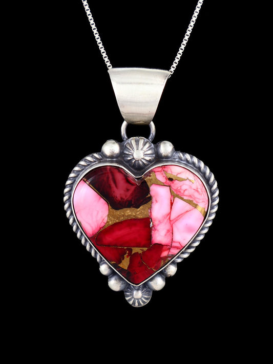 Native American Jewelry Compressed Shell Heart Pendant