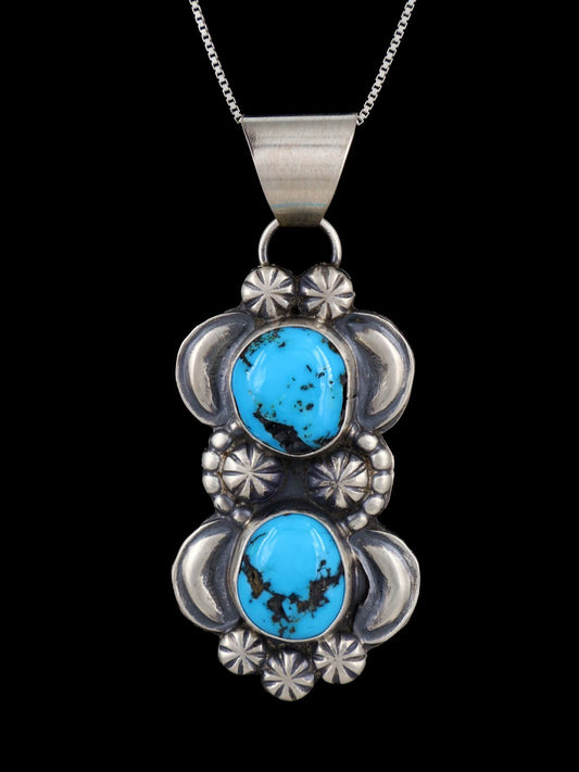 Native American Sterling Silver Kingman Turquoise Pendant