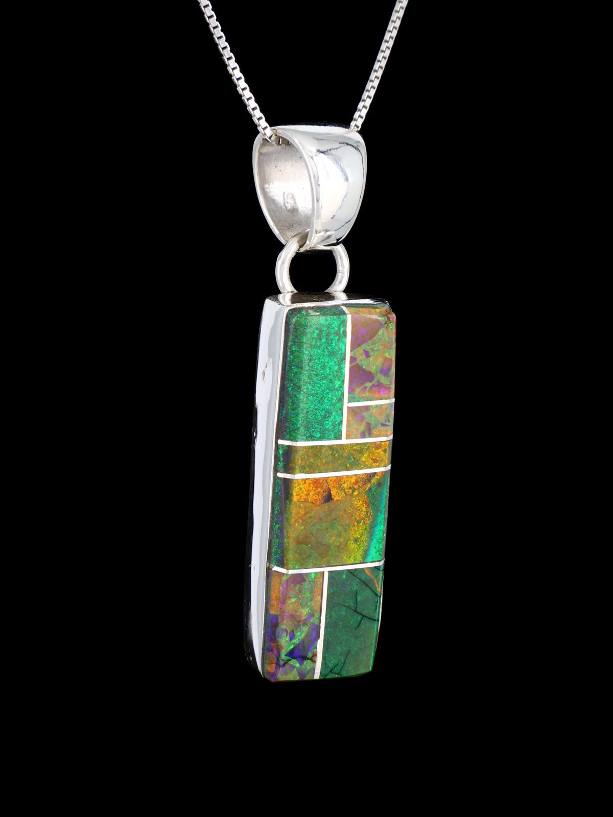 Navajo Opalite Sterling Silver Inlay Pendant