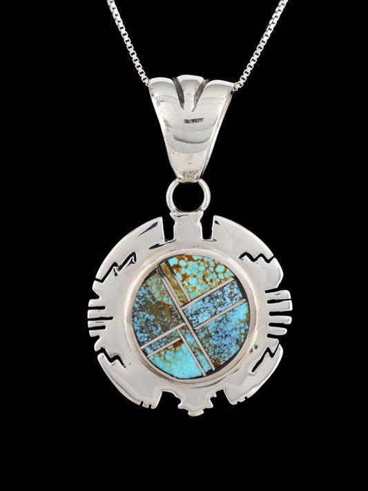Navajo Number 8 Turquoise Sterling Silver Inlay Pendant