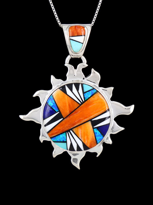 Native American Multistone Inlay Sun Pendant