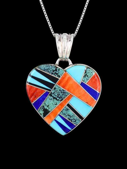 Native American Multi Stone Inlay Heart Pendant