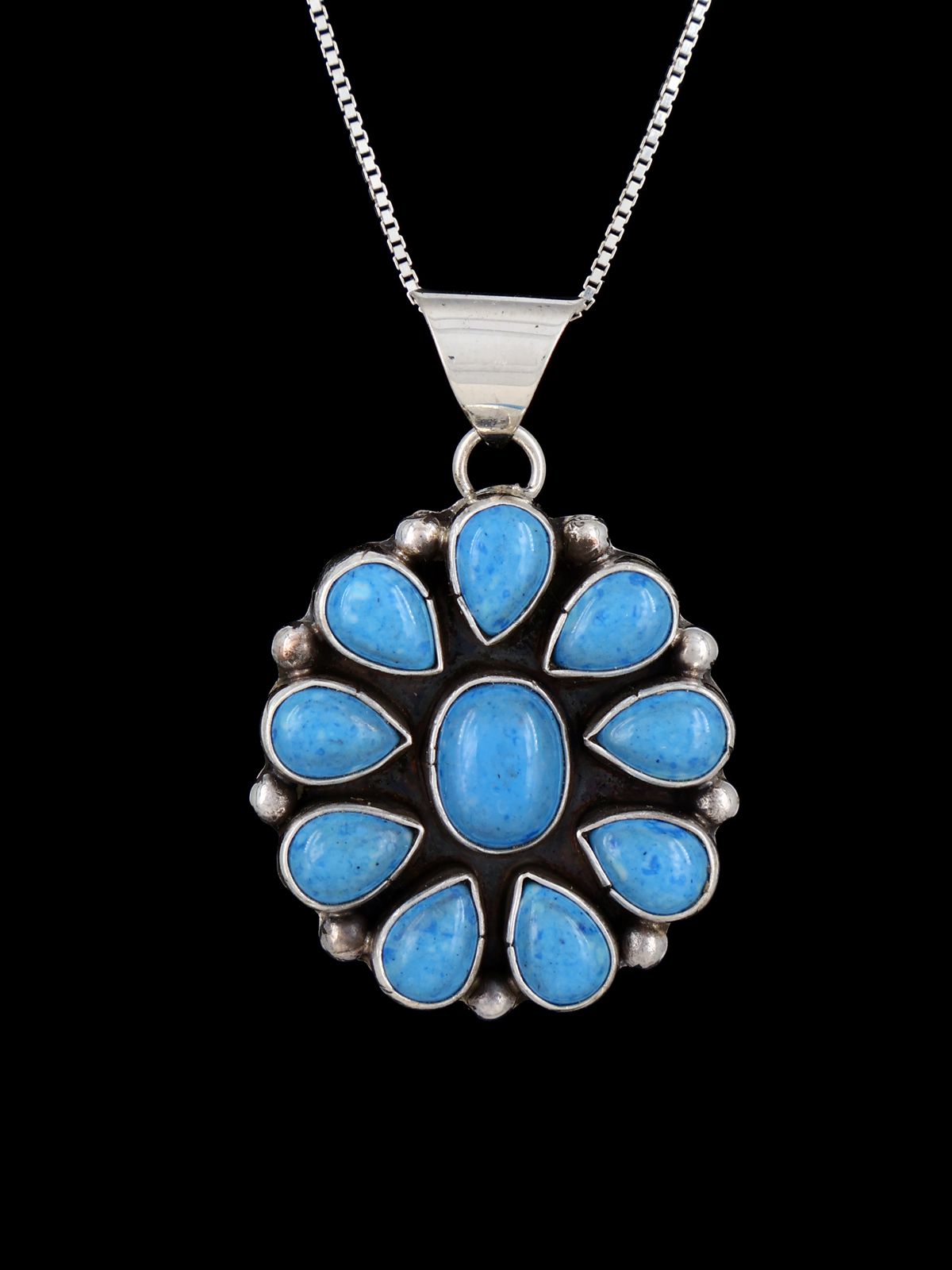 Navajo Sterling Silver Denim Lapis Cluster Pendant