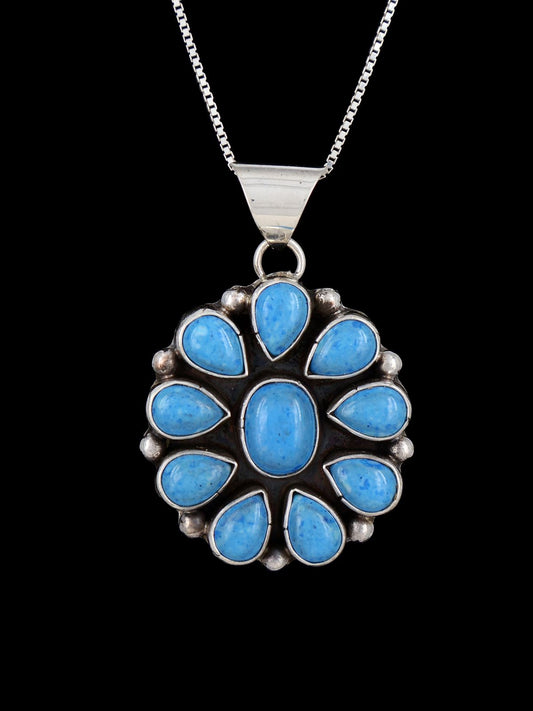Navajo Sterling Silver Denim Lapis Cluster Pendant