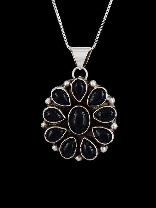 Navajo Sterling Silver Black Onyx Cluster Pendant