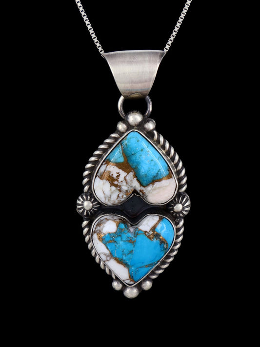 Native American Jewelry Compressed Turquoise Heart Pendant