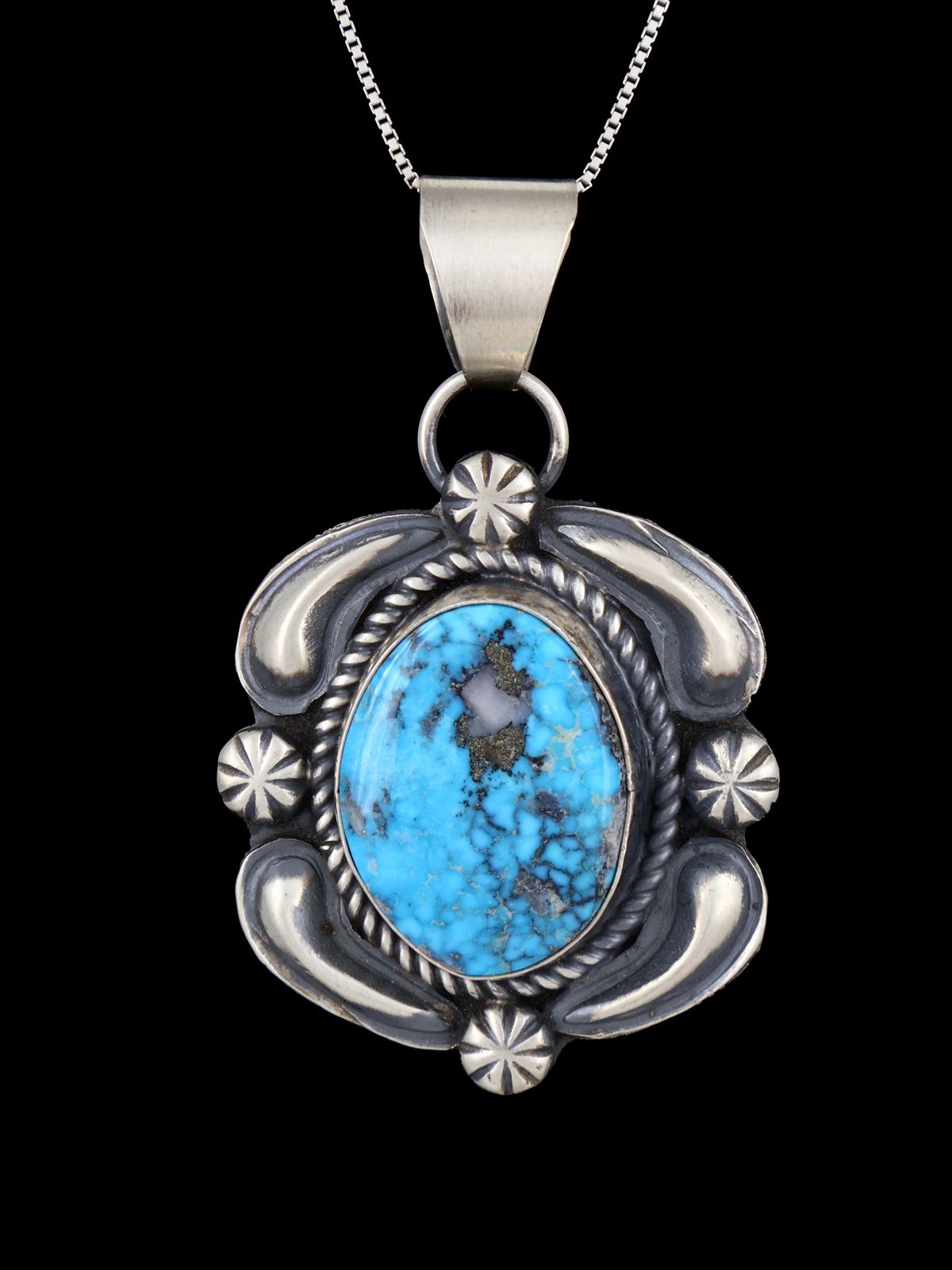 Native American Sterling Silver Kingman Turquoise Pendant