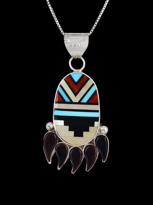 Bear Paw Sterling Silver Zuni Inlay Pendant