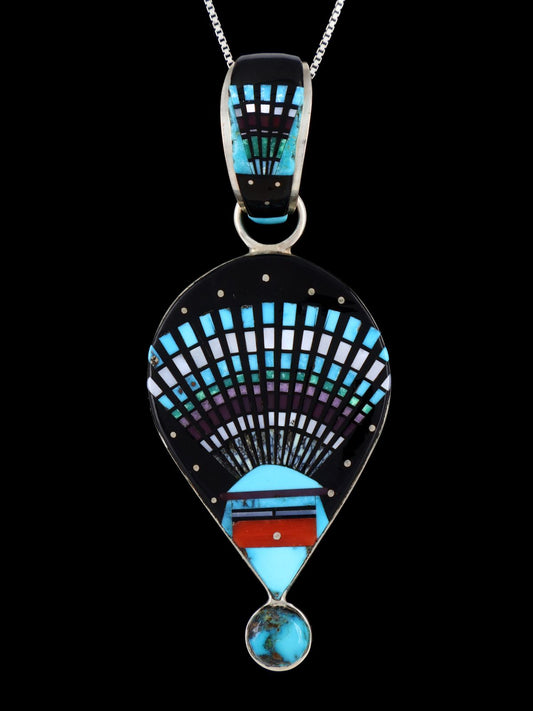 Native American Micro Inlay Sterling Silver Pendant