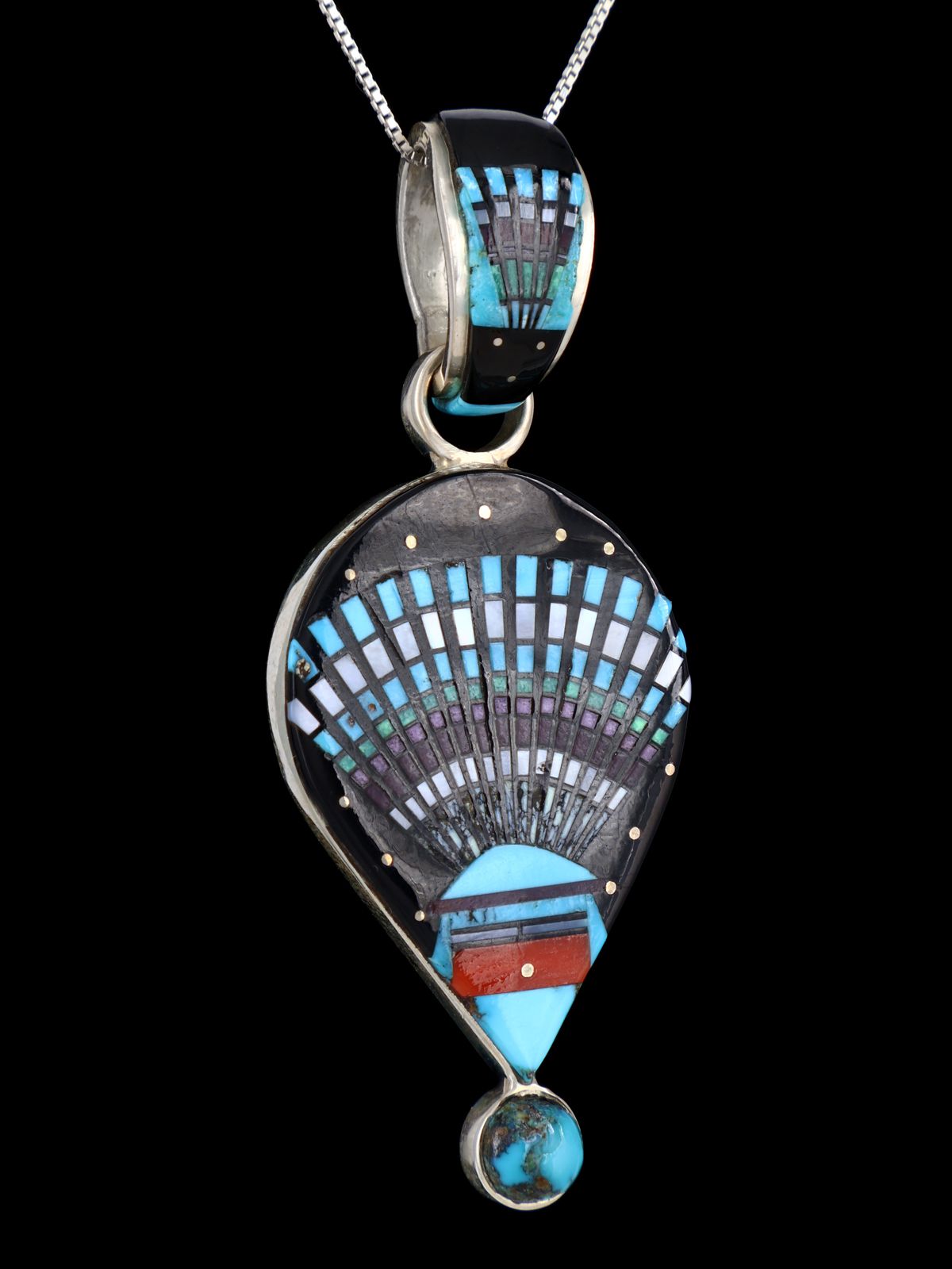 Native American Micro Inlay Sterling Silver Pendant