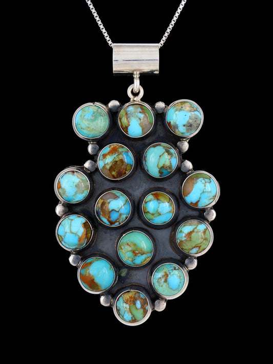 Navajo Sterling Silver Turquoise Cluster Arrowhead Pendant