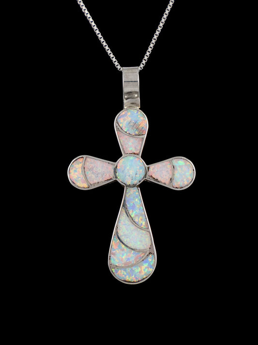 Sterling Silver Zuni Opalite Cross Pendant