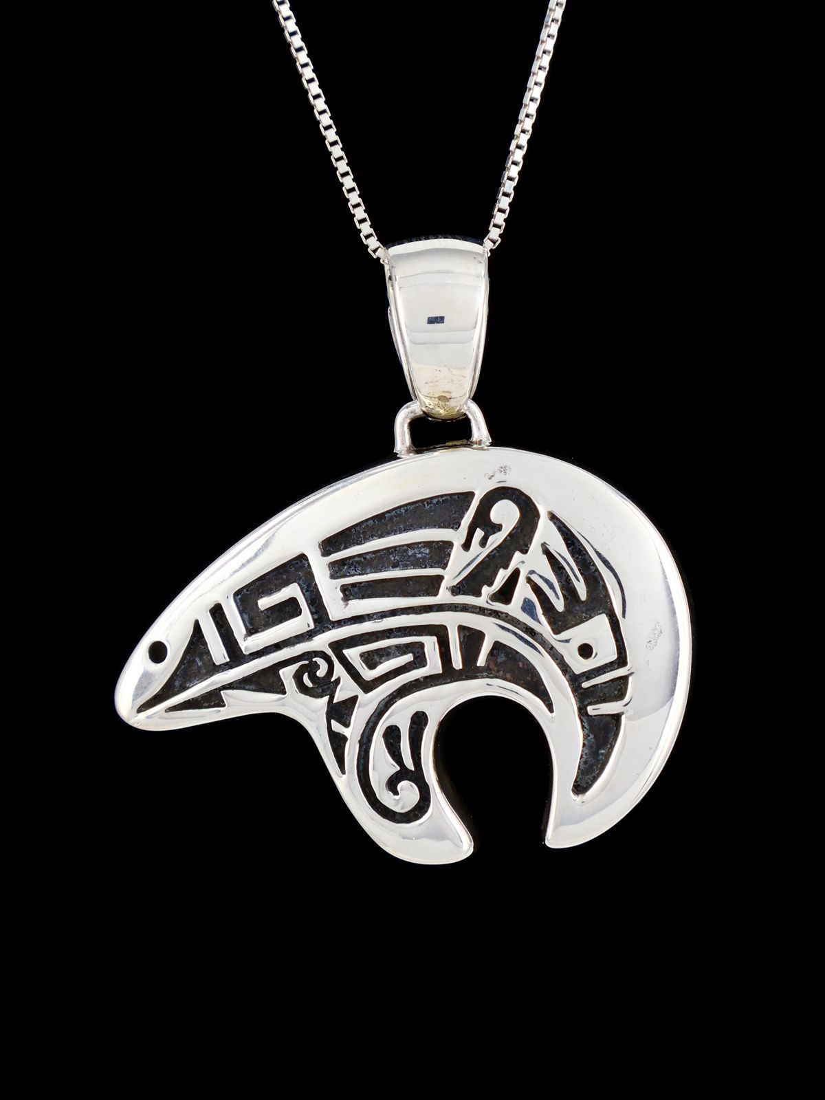 Reversible Native American Vibrant Inlay Bear Pendant