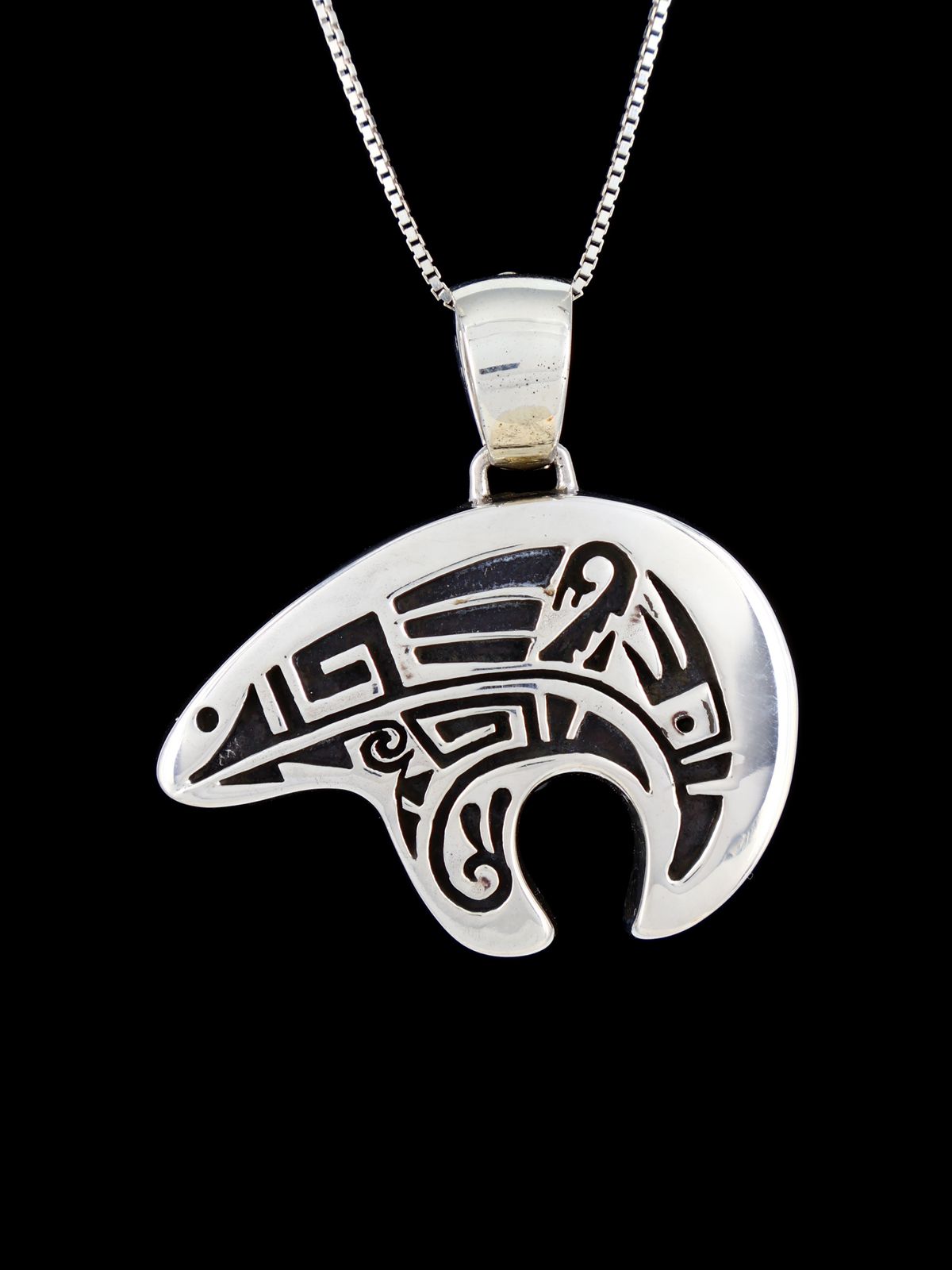 Native American Reversible Multistone Cobblestone Inlay Bear Pendant