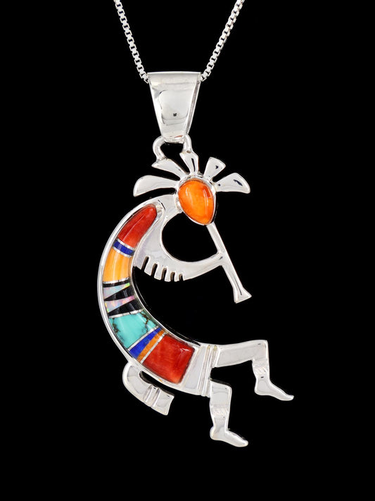 Navajo Spiny Oyster Inlay Kokopelli Pendant