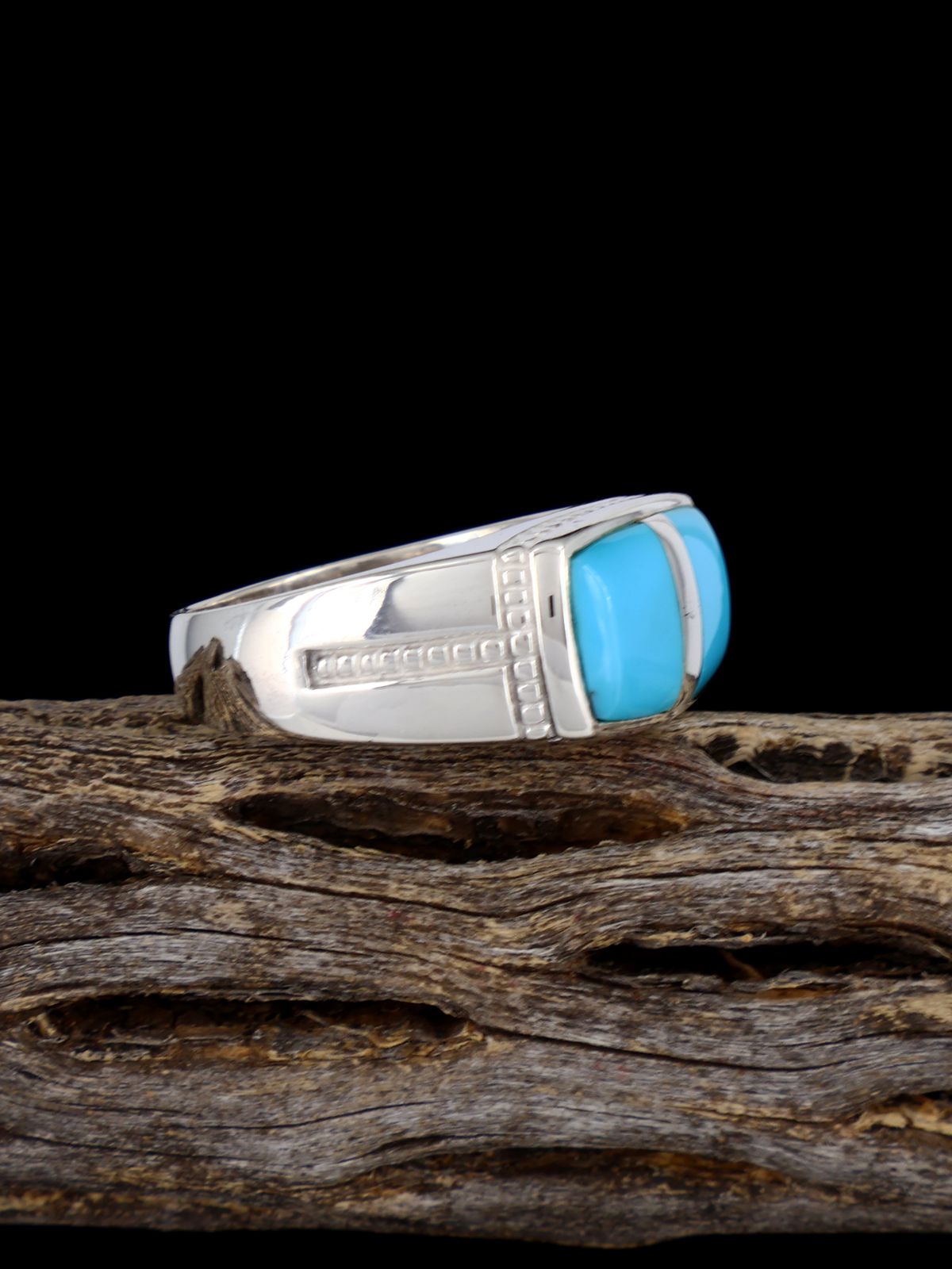 Turquoise Inlay Ring, Size 10 3/4