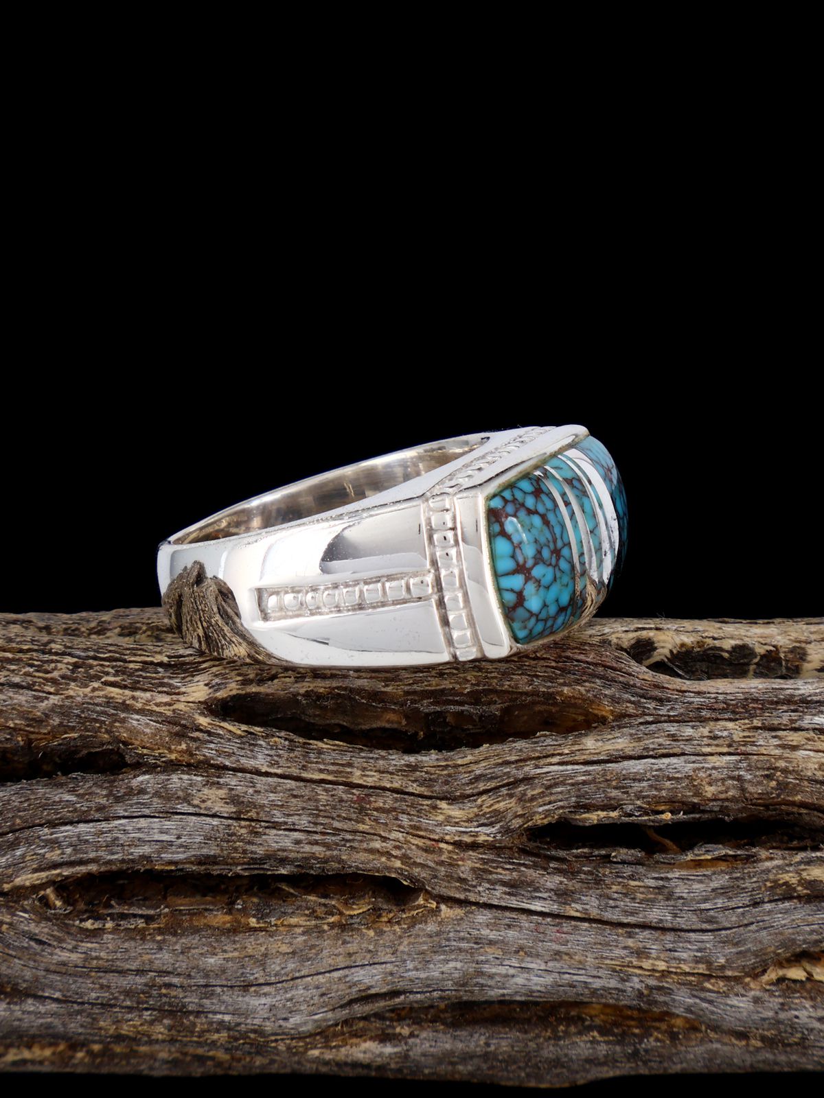 Turquoise Inlay Ring, Size 8 1/2