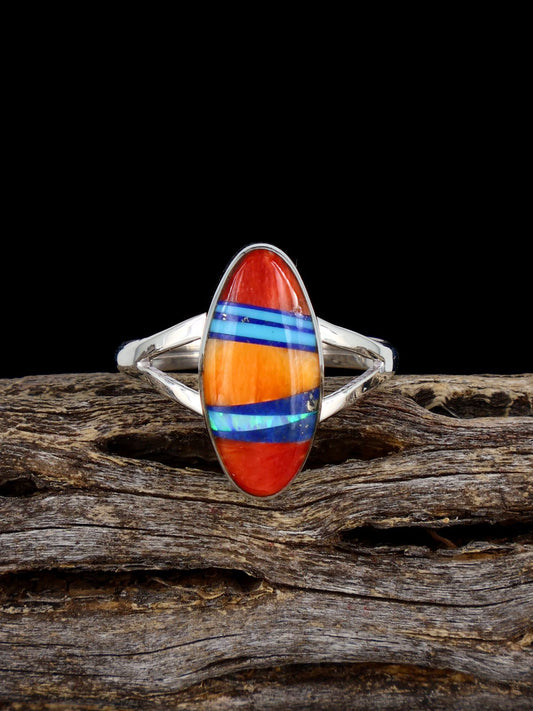 Navajo Multistone Inlay Ring, Size 9