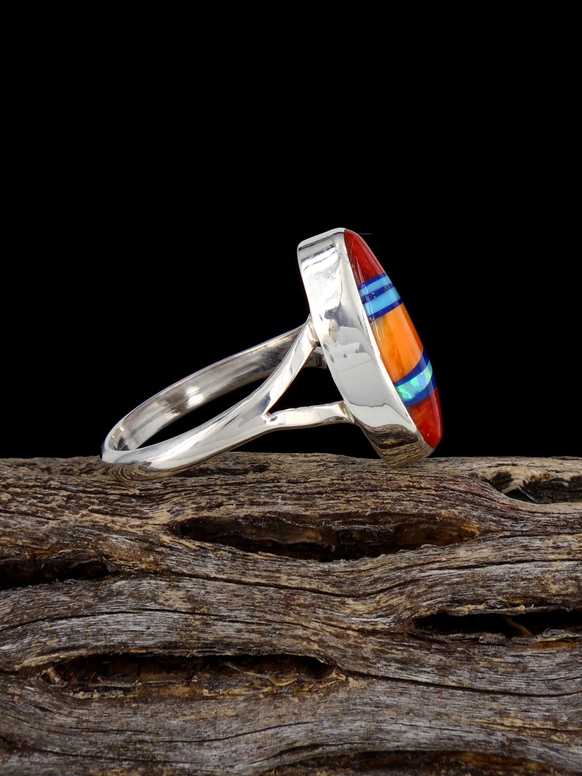 Navajo Multistone Inlay Ring, Size 9