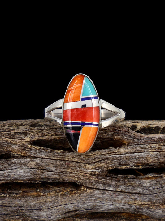 Navajo Multistone Inlay Ring, Size 7 3/4
