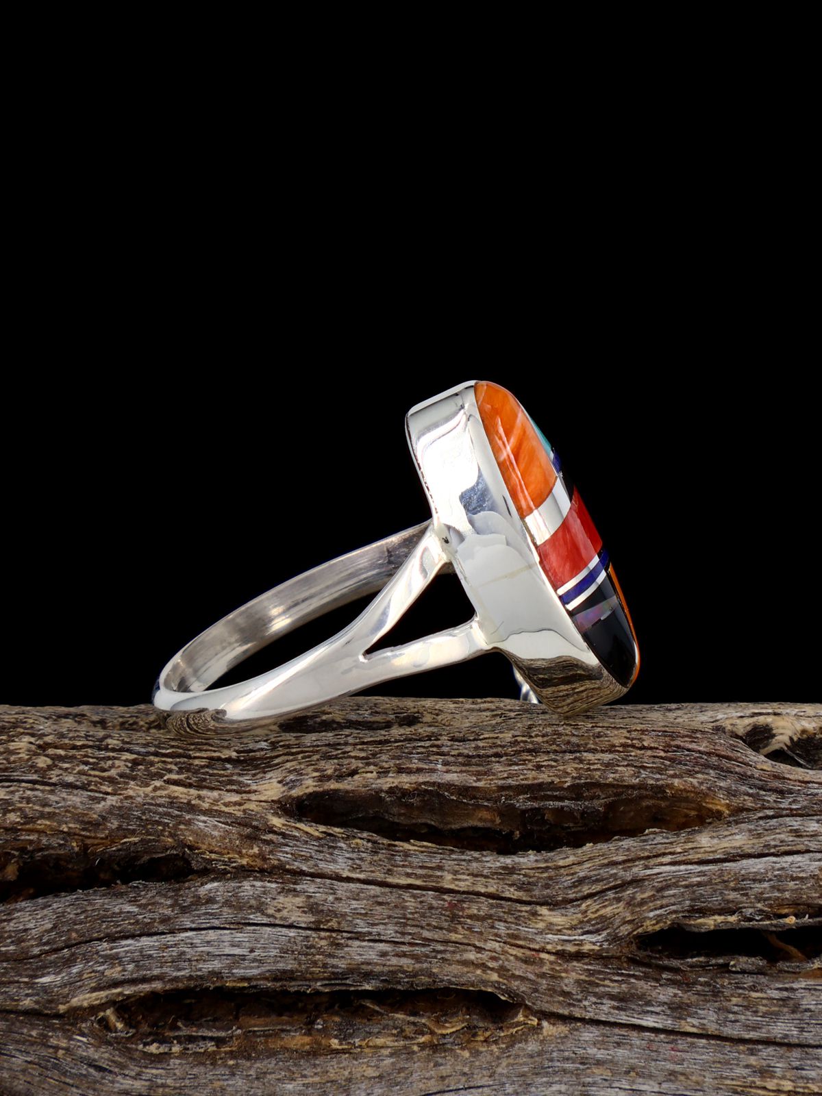Navajo Multistone Inlay Ring, Size 7 3/4