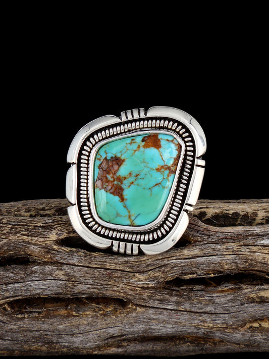 Navajo Sterling Silver Tyrone Turquoise Ring, Size 5