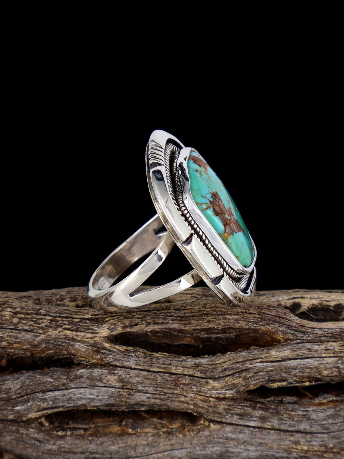 Navajo Sterling Silver Tyrone Turquoise Ring, Size 5